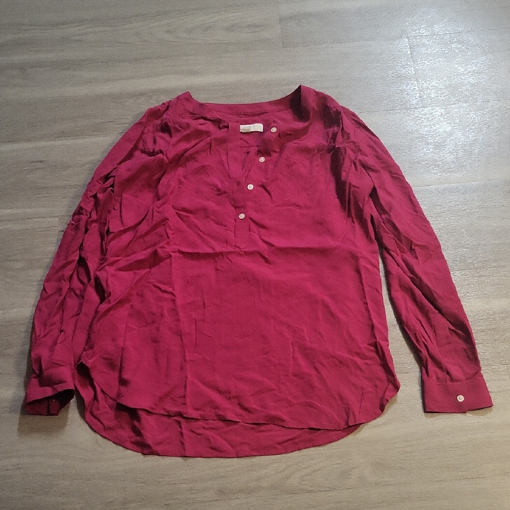 Men's Long-Sleeve Henley Shirt - Red